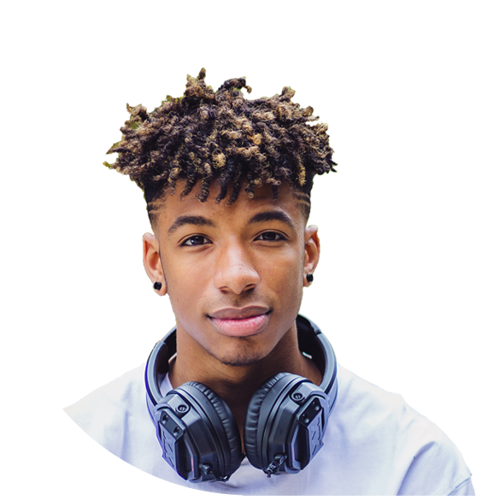 Young person with headphones